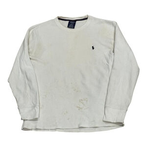 Polo Ralph Lauren Sleepwear Shirt Mens Medium White Waffle Knit Long Sleeve